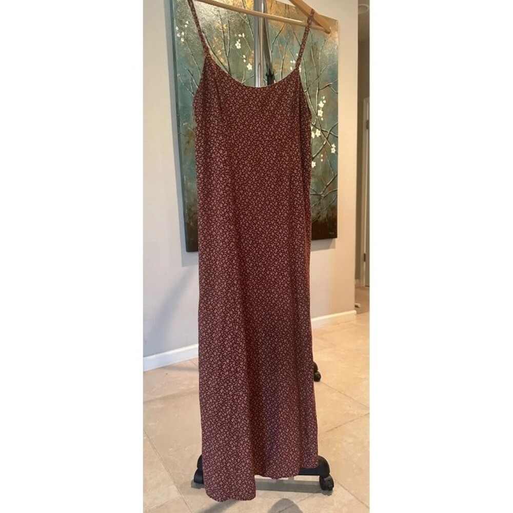 John Galt Maroon Floral Colleen Midi Slip Dress